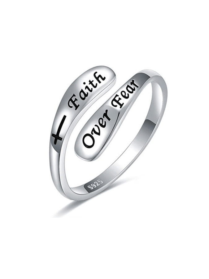 Faith Over Fear Letter Design Ring
