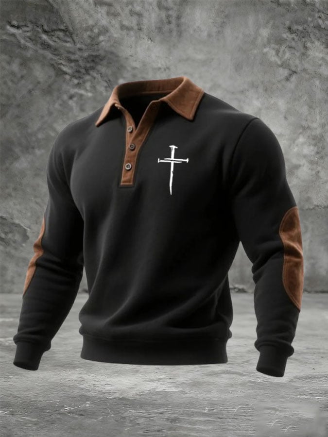 Men's Cross Print Casual Sweatshirt