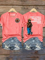 Women's  Retro Resist Save The Forest Service Print T-Shirt