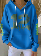 Women's Rugby Print Casual Hoodie