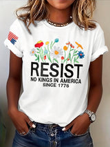 🔥Buy 3 Get 15% Off🔥Retro Resist No Kings In America Since 1776 Print T-Shirt