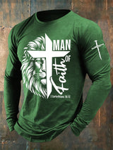 🔥Buy 3 Get 15% Off🔥Men's casual long-sleeved MAN OF Faith printed long-sleeved T-shirt