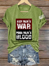 🔥Buy 3 Get 15% Off🔥V-Neck Retro Rich Men's War Poor Men's Blood Print T-Shirt