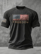 Men's Freedom American Flag Print Casual T-Shirt