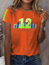 Women's Rugby Print Casual T-shirt