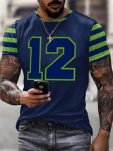 Men's Rugby Print Casual T-Shirt