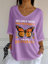 🔥Buy 3 Get 15% Off🔥V-Neck Retro We Only Need One Monarch And It's A Butterfly Print T-Shirt