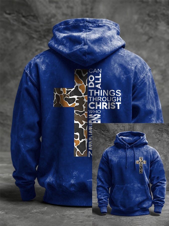 🔥Buy 3 Get 15% Off🔥Men's I can do all things through Christ who strengthens me.  Printed Casual Hoodie
