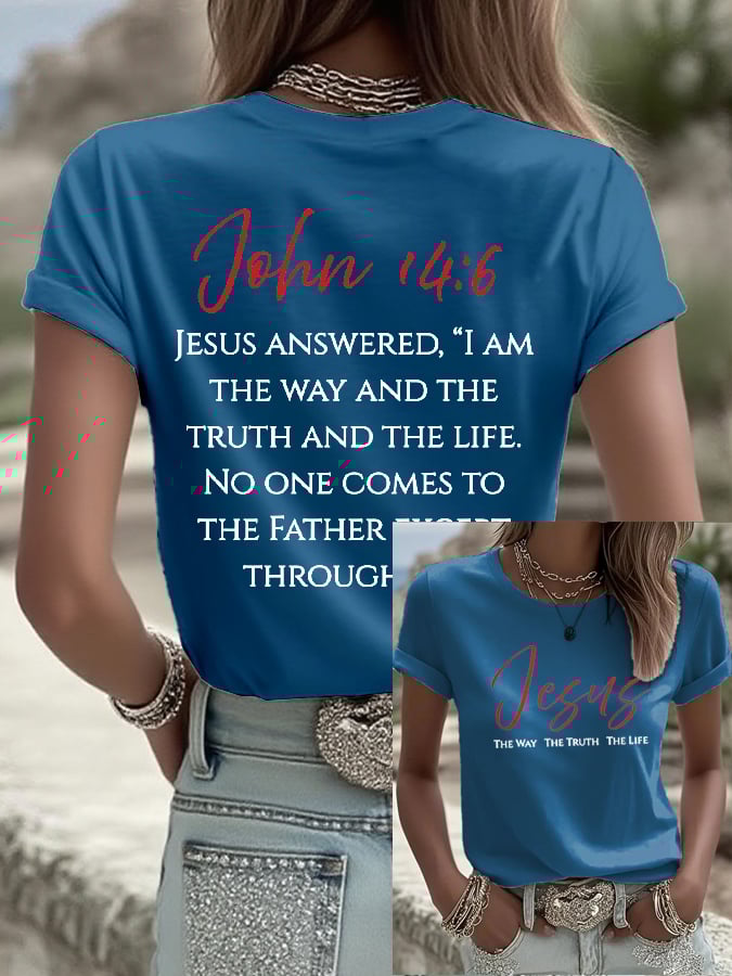 Women's Vintage Faith The Way The Truth The Life Printed Casual T-Shirt