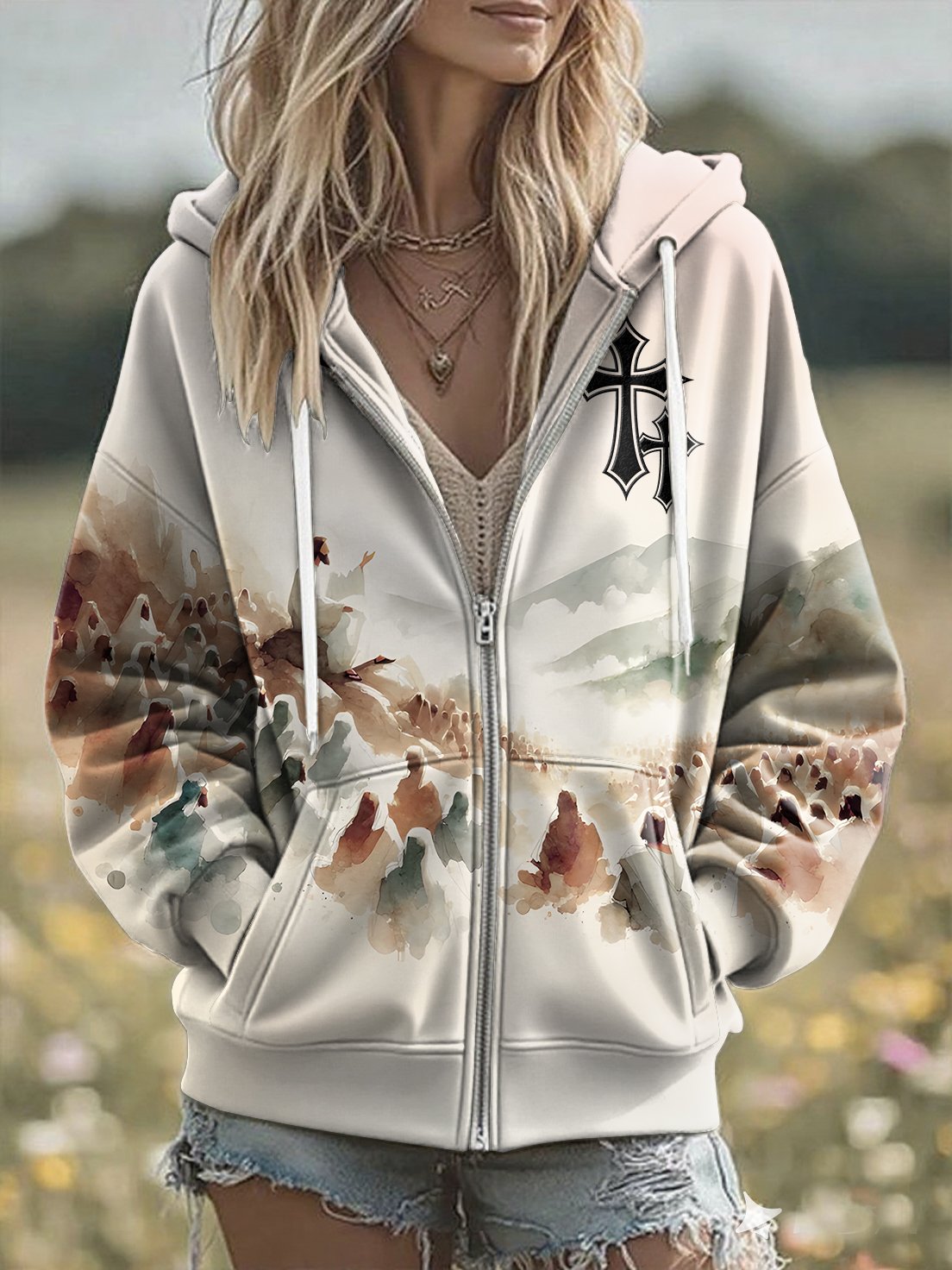 Women'S Casual Faith Print Hoodie