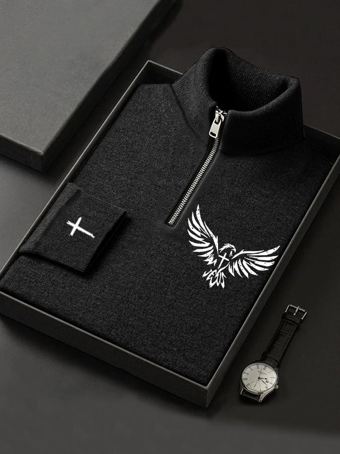 Men's Casual Christian Faith Print Long Sleeve Turtleneck T-Shirt