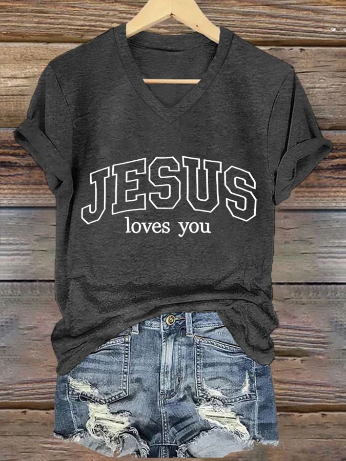 Women'S Casual Faith Printed Short-Sleeved T-Shirt