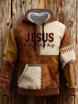 Men's Casual Retro Print Long Sleeve Hooded Sweatshirt