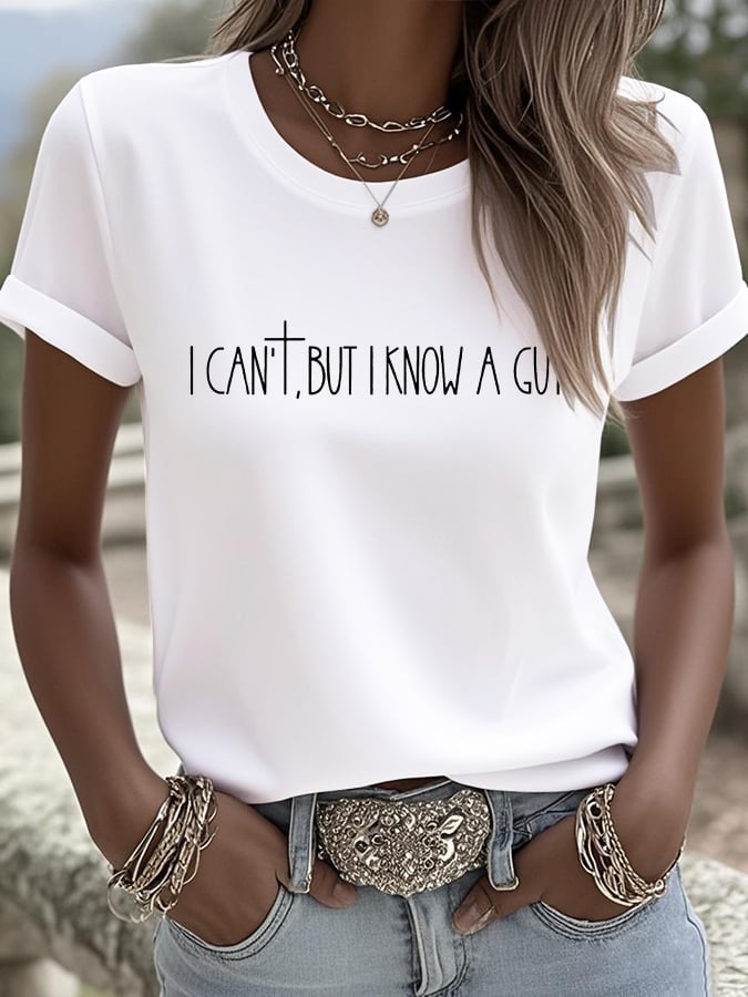 Women's V-Neck Retro I Can't... But I Know A Guy. Print T-Shirt