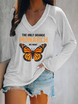 🔥Buy 3 Get 15% Off🔥V-neck Retro The Only Orange Monarch We Want Print T-Shirt