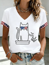 🔥Buy 3 Get 15% Off🔥Women's With Fun Print And No King Design V-Neck Short-Sleeved T-Shirt
