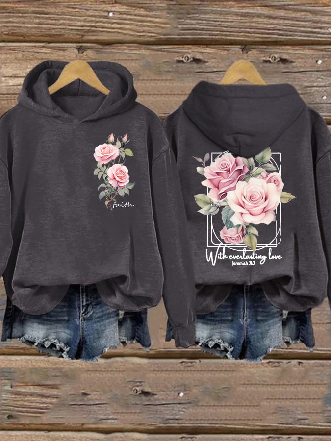 Women'S Casual Christina Jeremiah 31:3 With Everlasting Love Print Hoodie