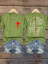 Women's Casual Printed V-Neck T-Shirt