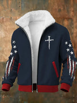 Men's Casual Christmas Plaid Light String Fleece Jacket