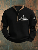 🔥Buy 3 Get 15% Off🔥Men's Faith Print Zipper Neck Knit Sweatshirt