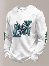 Men’s Football Graphic Waffle Knit Long Sleeve Crewneck T-Shirt