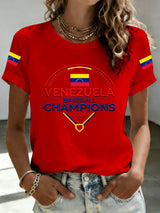 Women's Venezuela Baseball Champion Print Short-Sleeve T-Shirt