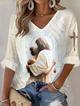 Women'S Casual Faith Print Long Sleeve T-Shirt