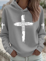 Women's Faith Print Casual Hooded Sweatshirt