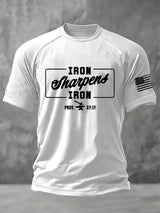 Men's Iron Sharpens Iron – Prov. 27:17 Faith Print Round Neck T-Shirt