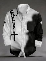 Men's Faith Print Fashion Casual Shirt (With Pockets)