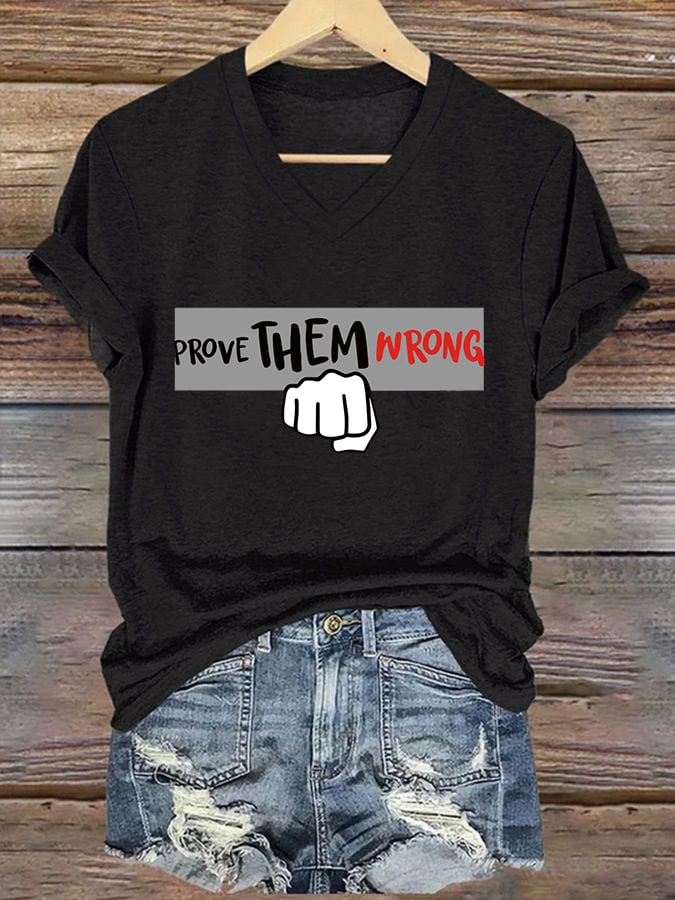 Women's Commemorative Print V Neck T-shirt