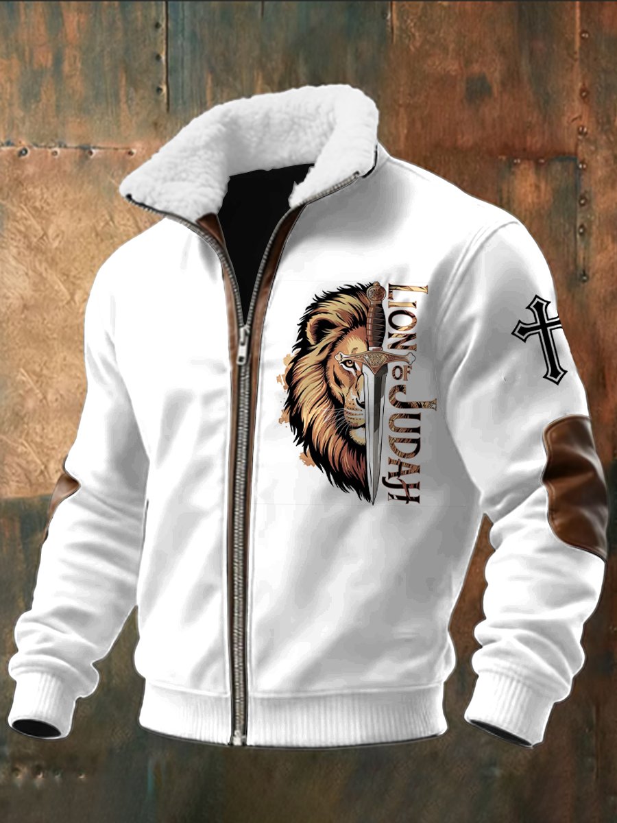 Men's Casual Lion Fleece Jacket