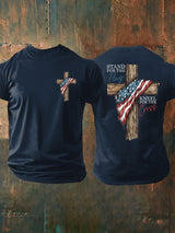 🔥Buy 3 Get 15% Off🔥Men's Stand For The Flag Kneel For The Cross Printed Casual T-Shirt