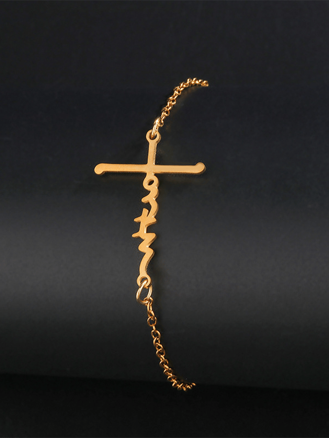 Cross Faith Text Faith Bracelet