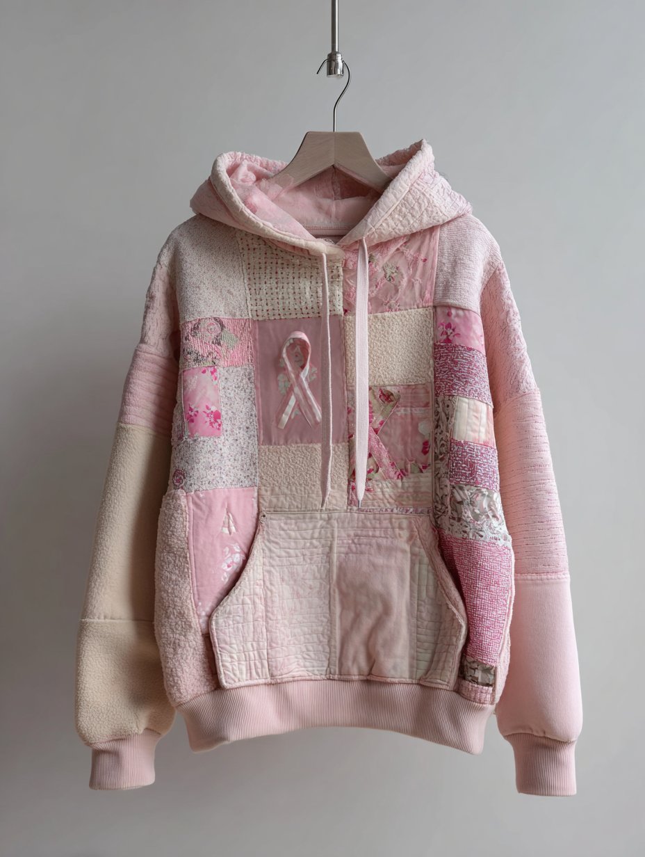 Women's Breast Cancer Patchwork Art Print Sweatshirt