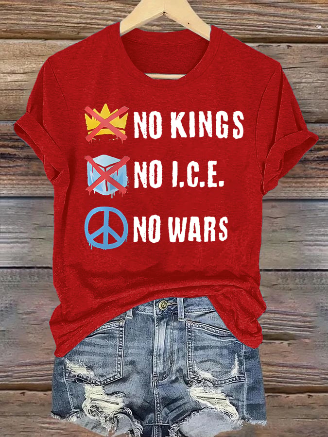 🔥Buy 3 Get 15% Off🔥Women's  No Kings  Print  T-Shirt