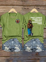 Women's  Retro Resist Save The Forest Service Print T-Shirt