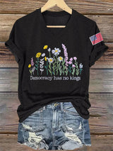 🔥Buy 3 Get 15% Off🔥V-Neck Retro Democracy Has No Kings Print T-Shirt