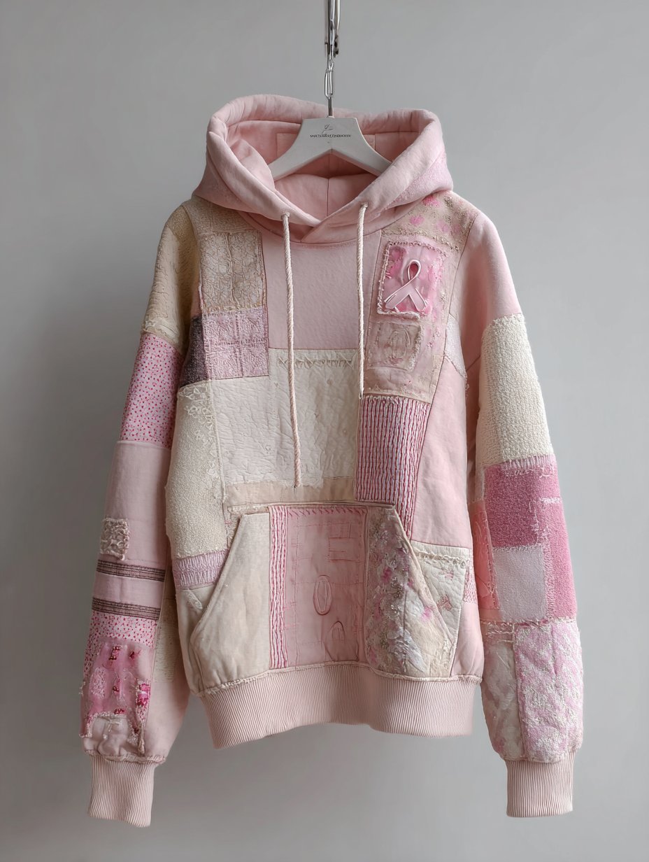 Women's Breast Cancer Patchwork Art Print Sweatshirt