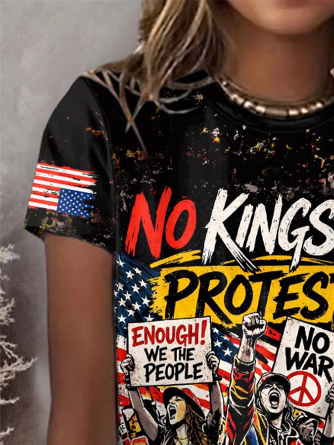 🔥Buy 3 Get 15% Off🔥Retro No Kings 3.0 Protest! Enough! We The People No War No More Bull! Print T-Shirt