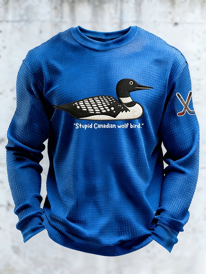 Men's Stupid Canadian wolf bird  Print Long-Sleeved T-Shirt
