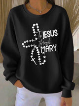 Women's Faith Print Knit Crew Neck Long Sleeve Top