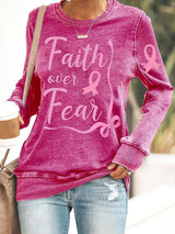 Women's Faith Breast Cancer Awareness Print Sweatshirt