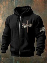 Men's Veteran Faith Printed Zip-Up Hooded Jacket
