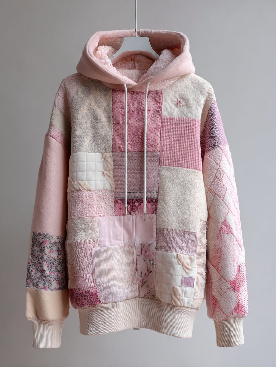 Women's Breast Cancer Patchwork Art Print Sweatshirt