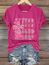 Retro Breast Cancer Awareness Faith Cross Pink Ribbon If You’Re Hanging On By A Thread Make Sure It’s The Hem Of His Garment Matthew 9:20-22 Print T-Shirt