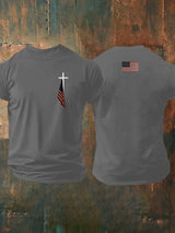 🔥Buy 3 Get 15% Off🔥Men's Faith Cross Flag Print Casual T-shirt