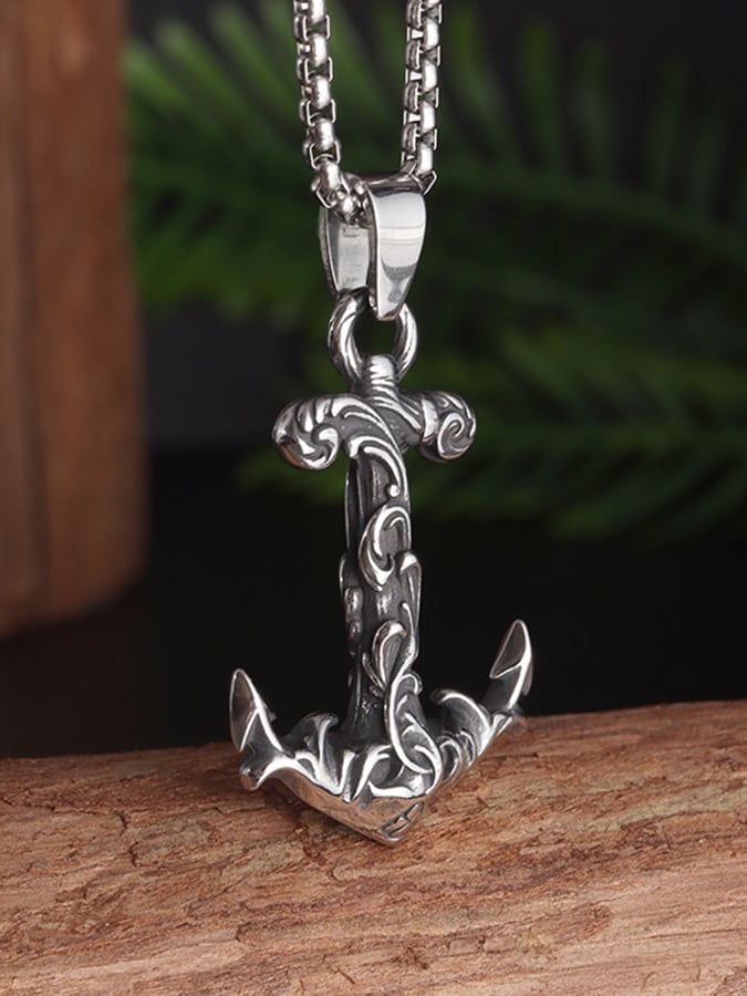 (Unisex) Vintage Totem Pattern Anchor Faith Pendant Necklace