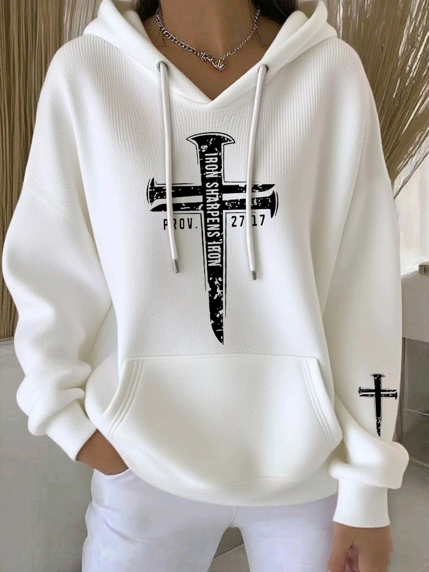 Women's Faith Print Casual Hoodie