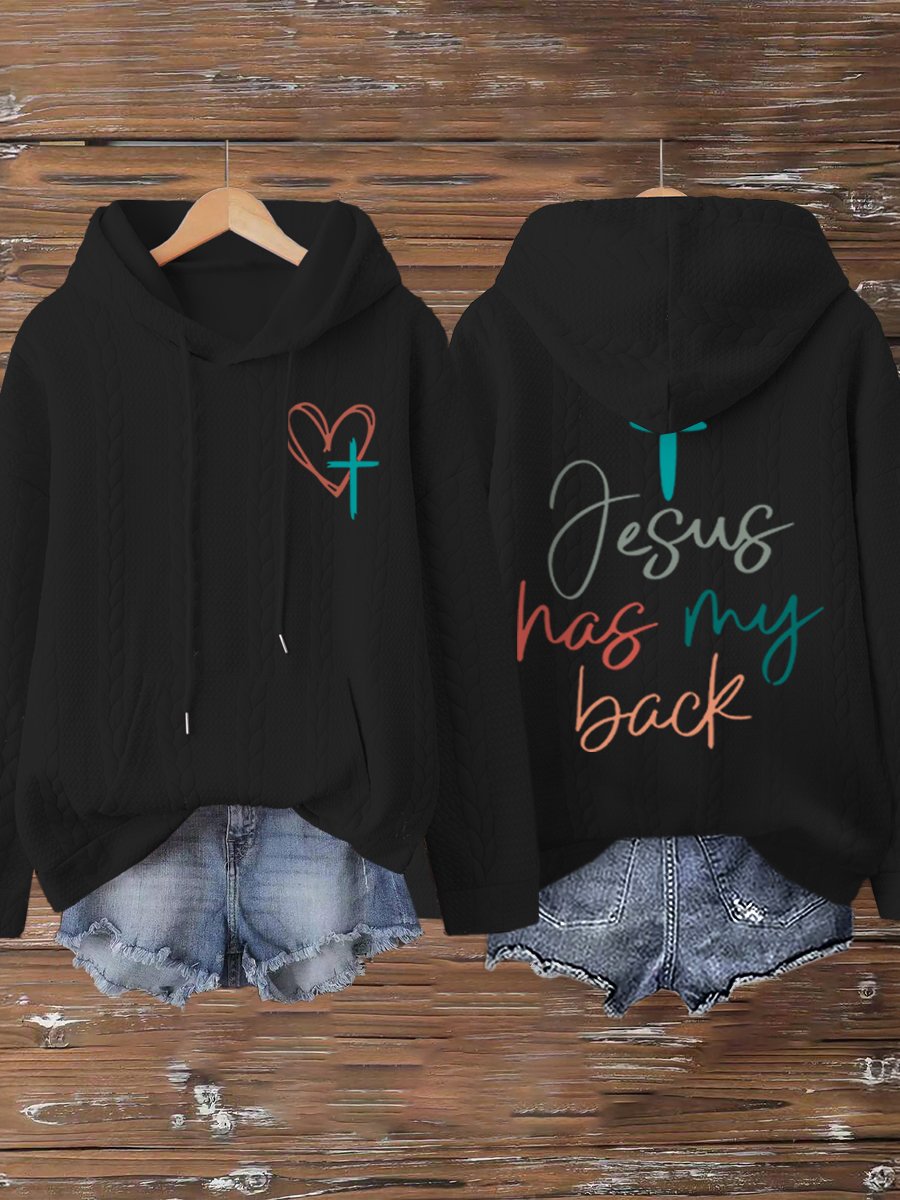 Women's Jesus Has My Back Print  Sweatshirts